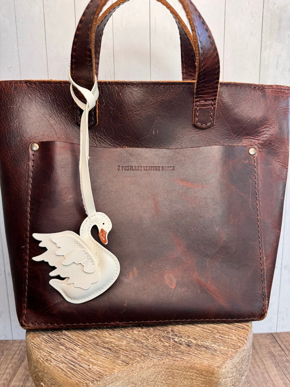 White Swan Beautiful Purse Charm Boho White Vegan Keychain Swans Bag Charm